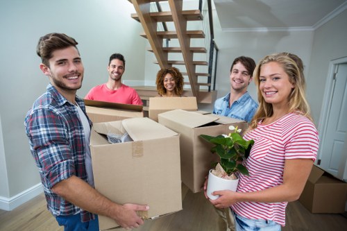 Staff preparing workstations for an office move in Cranford