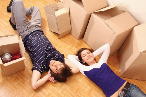 Packing supplies and labeled boxes for a Cranford house move